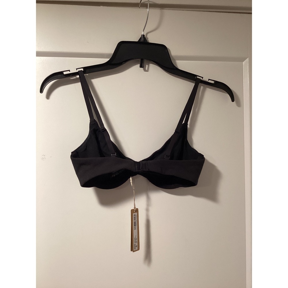 SKIMS Cotton Jersey Underwire Bra Soot Black BR-UWR-0637 Womens 30D New - Picture 2 of 4